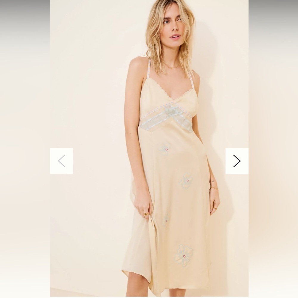 Anthropologie Jacquard Midi Slip Dress